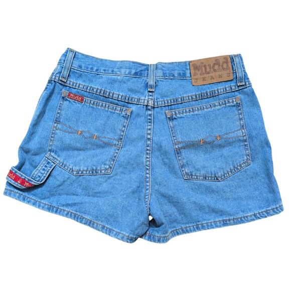 VTG Y2K Mudd Blue Denim Carpenter Shorts Medium High Rise Grunge Casual Retro - Picture 2 of 7